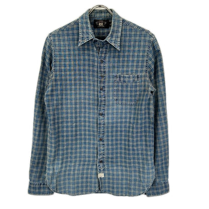 RRL ダブルアールエル ブルー チェック チンストラップ 長袖シャツ トップス