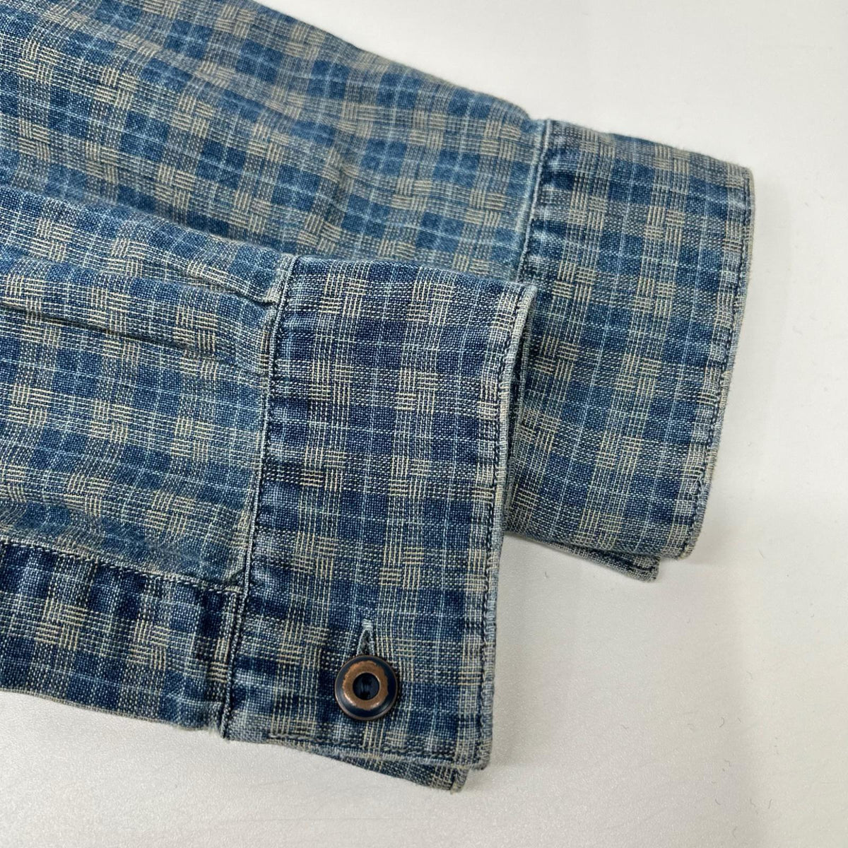 RRL ダブルアールエル ブルー チェック チンストラップ 長袖シャツ トップス