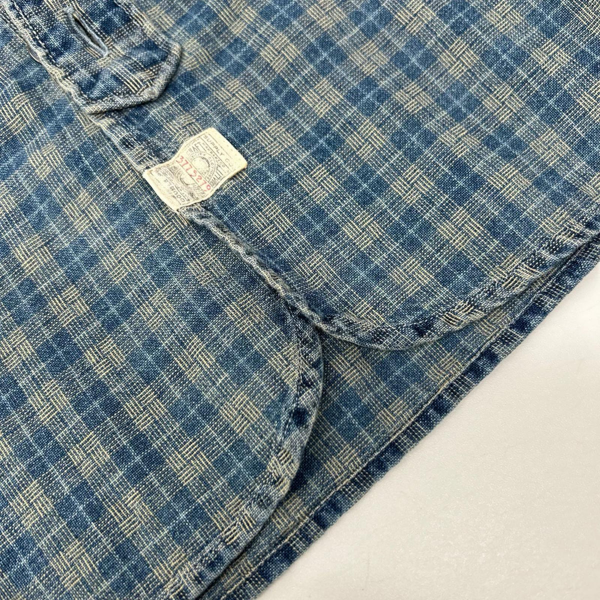 RRL ダブルアールエル ブルー チェック チンストラップ 長袖シャツ トップス