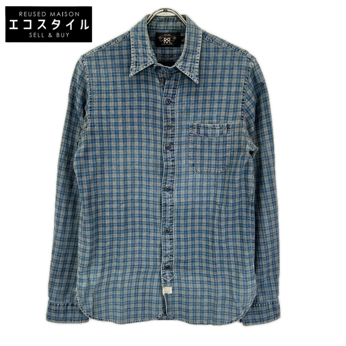 RRL ダブルアールエル ブルー チェック チンストラップ 長袖シャツ トップス