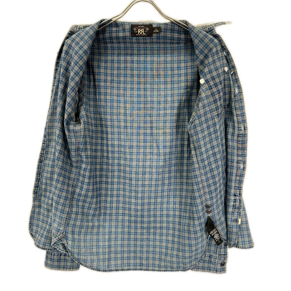 RRL ダブルアールエル ブルー チェック チンストラップ 長袖シャツ トップス