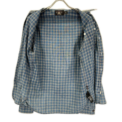 RRL ダブルアールエル ブルー チェック チンストラップ 長袖シャツ トップス