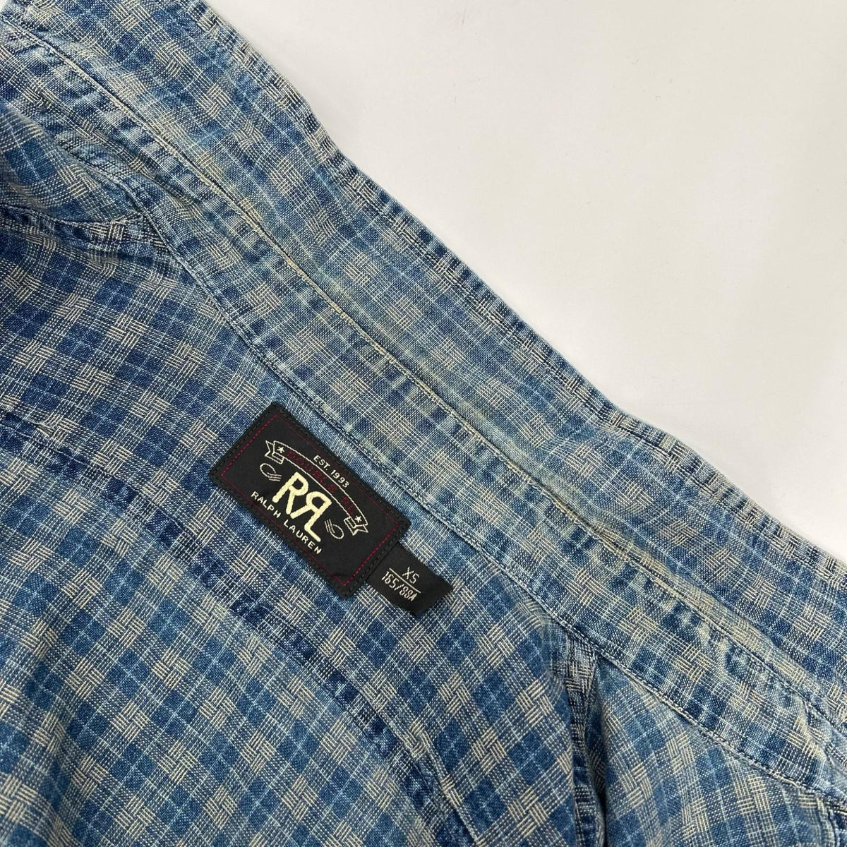 RRL ダブルアールエル ブルー チェック チンストラップ 長袖シャツ トップス