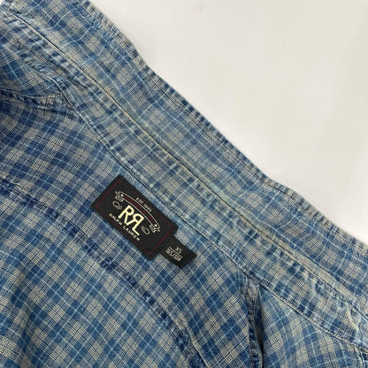 RRL ダブルアールエル ブルー チェック チンストラップ 長袖シャツ トップス