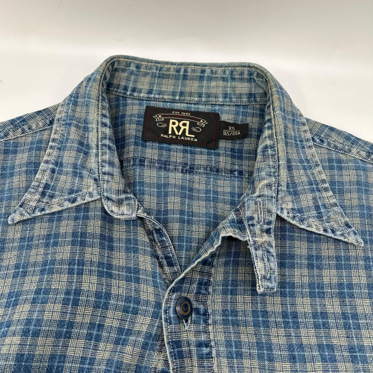 RRL ダブルアールエル ブルー チェック チンストラップ 長袖シャツ トップス
