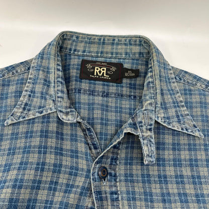 RRL ダブルアールエル ブルー チェック チンストラップ 長袖シャツ トップス
