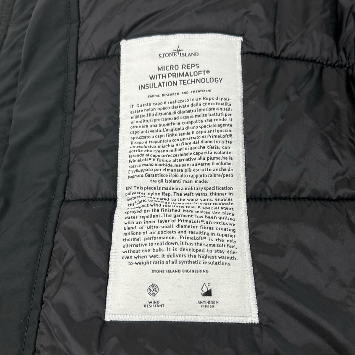 STONE ISLAND ストーンアイランド 711570526 ブラック MICRO REPS PRIMALOT ナイロンロングコート ジャケット