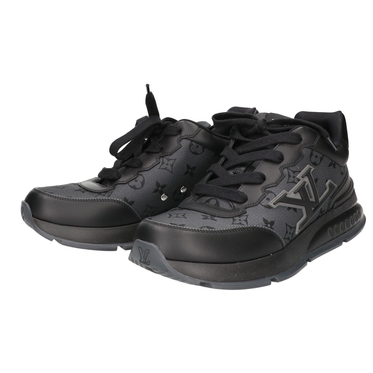 LOUIS VUITTON ルイヴィトン 美品 25年製 1AJ691 モノグラムジャガード x スムースレザー LVクラシック スニーカー シューズ