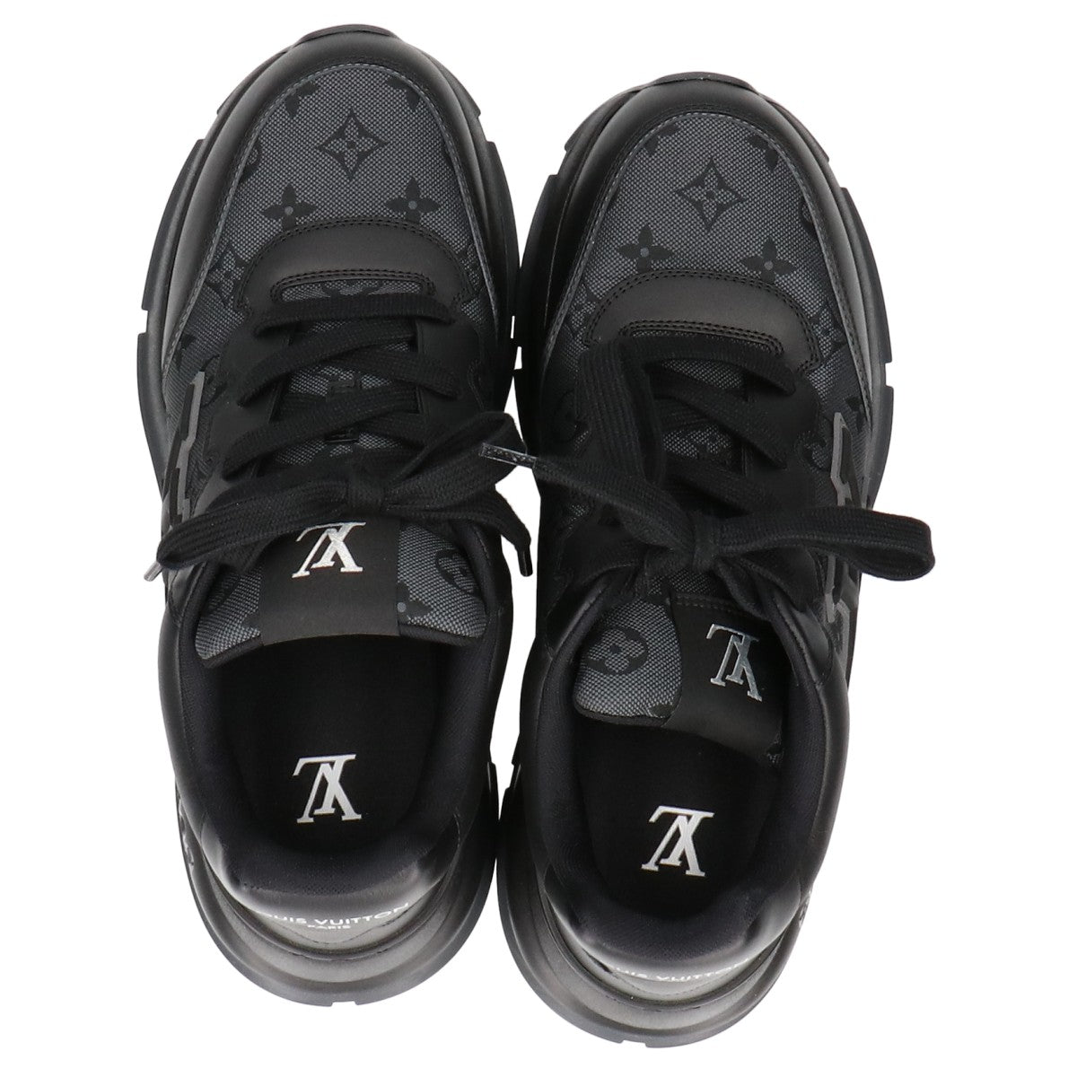 LOUIS VUITTON ルイヴィトン 美品 25年製 1AJ691 モノグラムジャガード x スムースレザー LVクラシック スニーカー シューズ