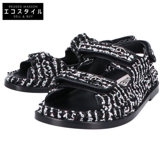 CHANEL Coco Mark Tweed/Leather Flat Shoes G35927
