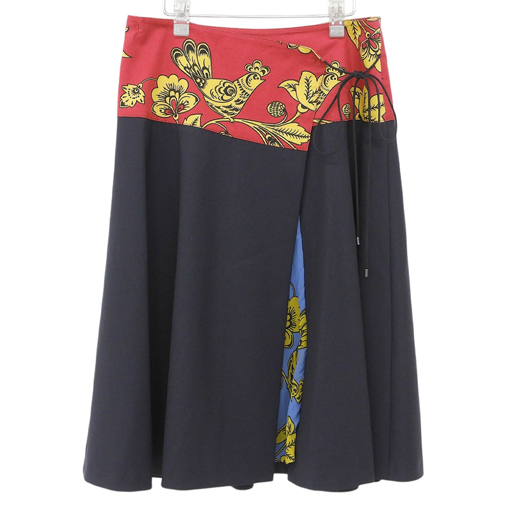 美品 花卉图案 拼接裹身裙 海军蓝 多色 36 510601836 半身裙 36 女士