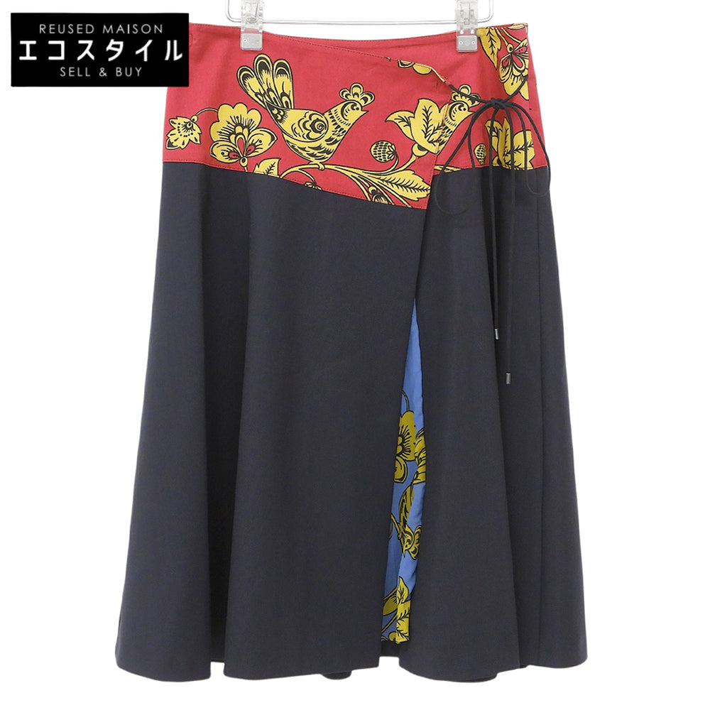 美品 花卉图案 拼接裹身裙 海军蓝 多色 36 510601836 半身裙 36 女士