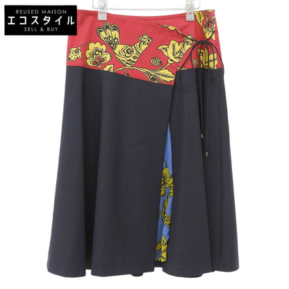 美品 花卉图案 拼接裹身裙 海军蓝 多色 36 510601836 半身裙 36 女士