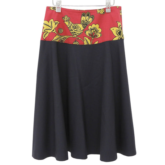 Excellent Condition Floral Print Paneled Wrap Skirt Navy Multi-color 36 510601836 Skirt 36 Women's