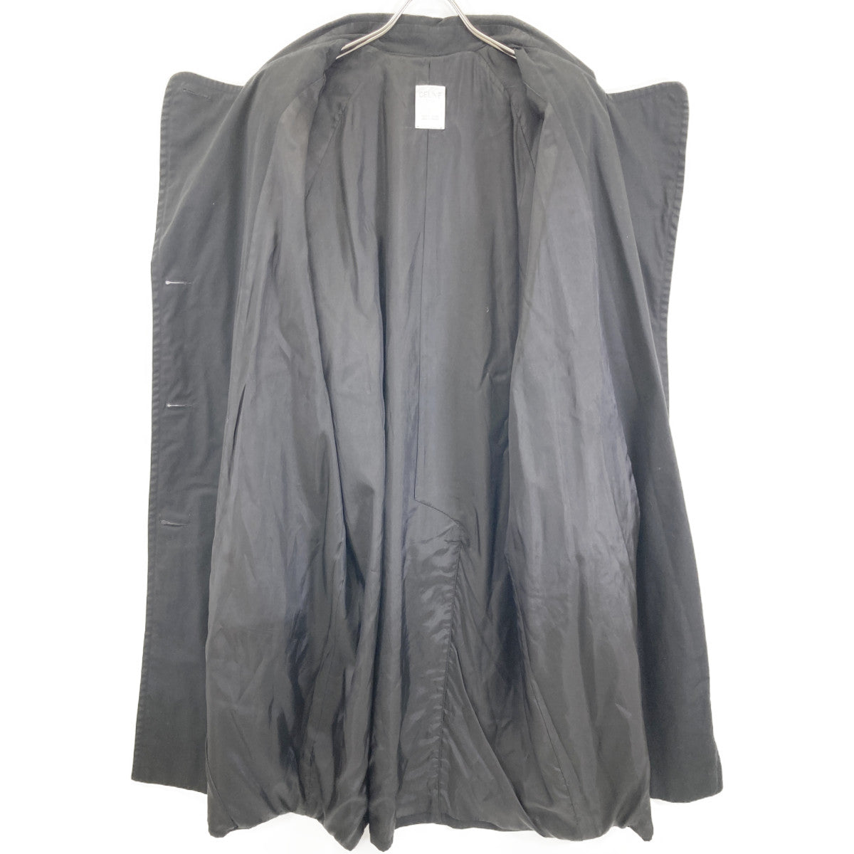 CELINE JCC Era Black Gold Button Trench Coat 90s Coat