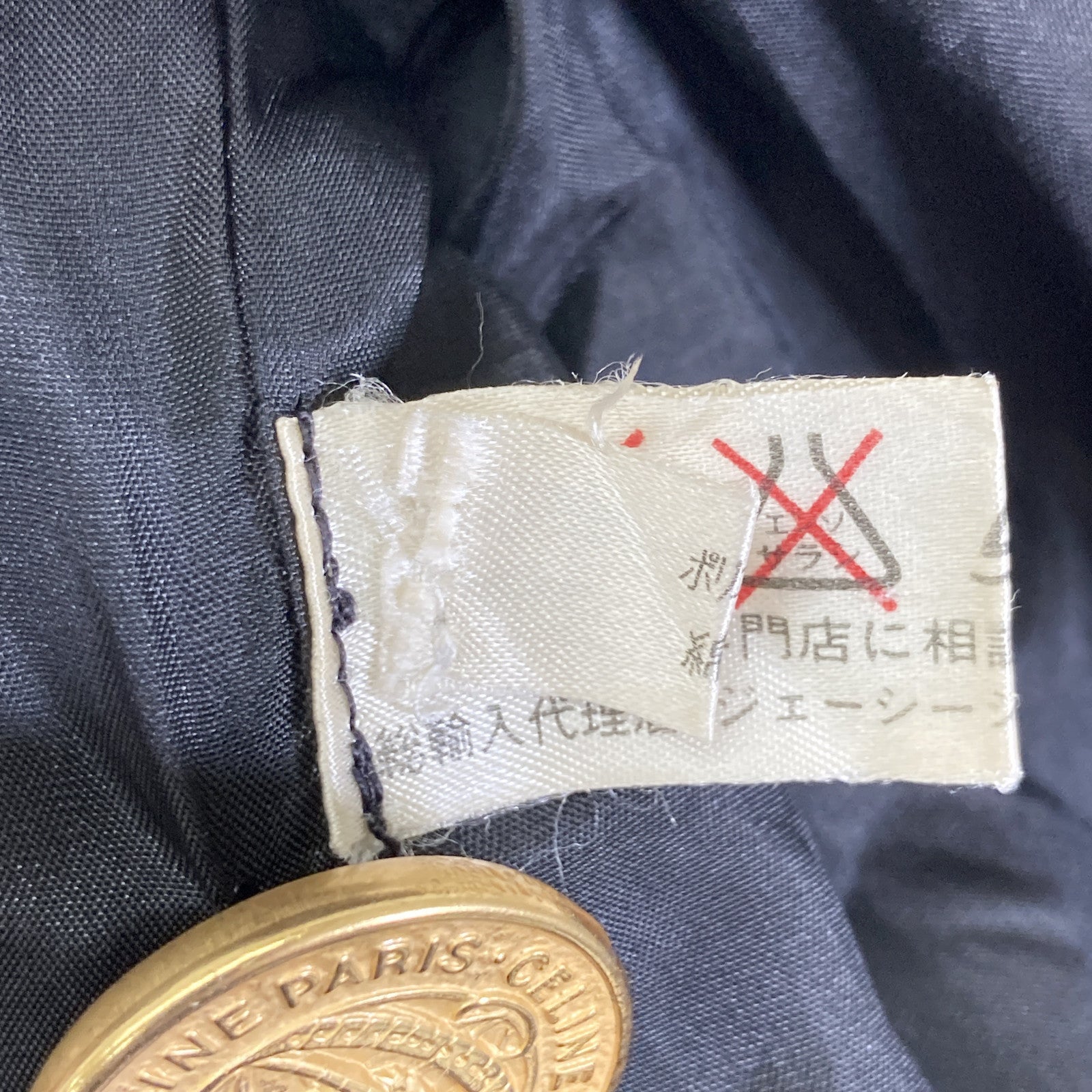 CELINE JCC Era Black Gold Button Trench Coat 90s Coat