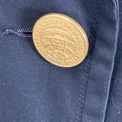 CELINE JCC Era Black Gold Button Trench Coat 90s Coat