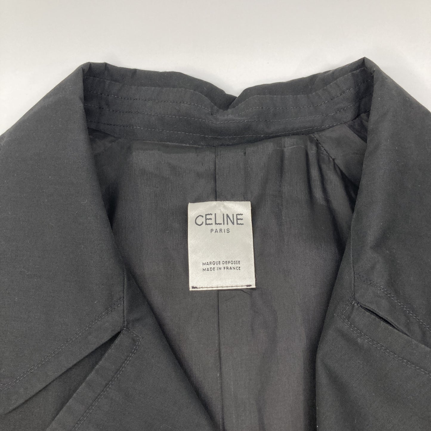 CELINE JCC Era Black Gold Button Trench Coat 90s Coat