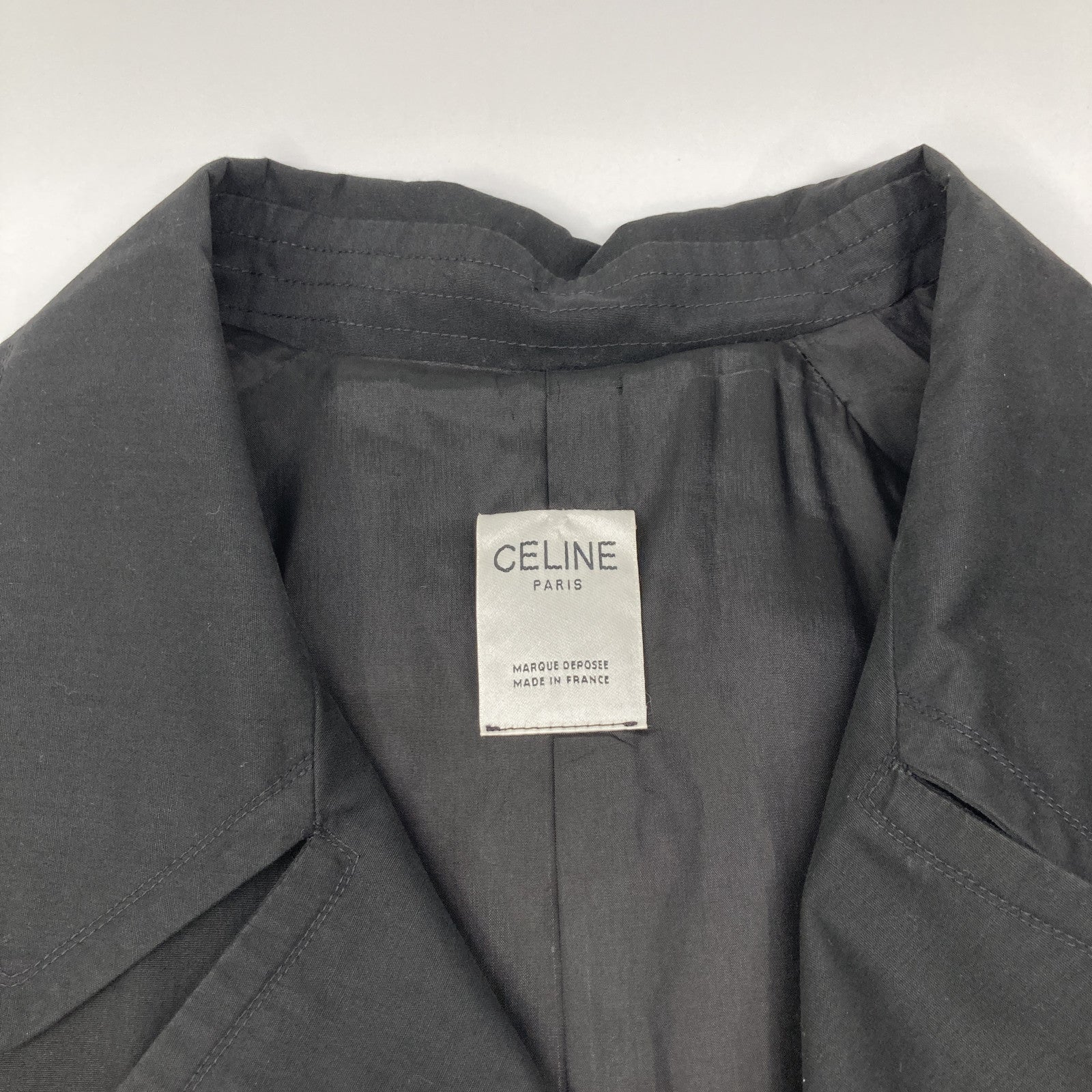 CELINE JCC Era Black Gold Button Trench Coat 90s Coat