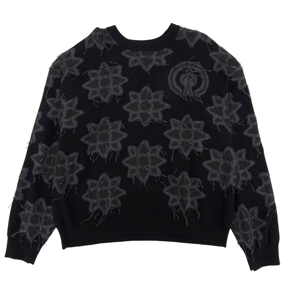 美品 Prime-Over Flower Pigment Dyed Intarsia Knit Pullover 上衣 黑色×灰色 11251361203 上衣 2 男式