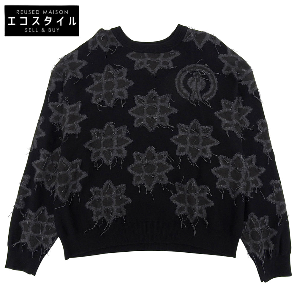 美品 Prime-Over Flower Pigment Dyed Intarsia Knit Pullover 上衣 黑色×灰色 11251361203 上衣 2 男式