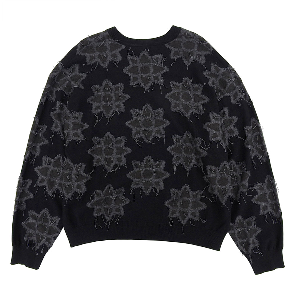 美品 Prime-Over Flower Pigment Dyed Intarsia Knit Pullover 上衣 黑色×灰色 11251361203 上衣 2 男式