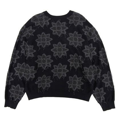美品 Prime-Over Flower Pigment Dyed Intarsia Knit Pullover 上衣 黑色×灰色 11251361203 上衣 2 男式