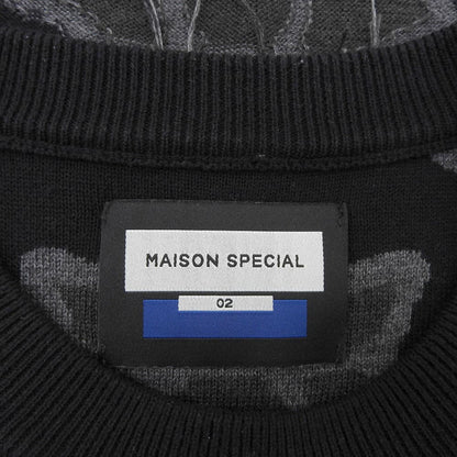 MAISON SPECIAL メゾンスペシャル 美品 Prime-Over Flower Pigment Dyed Intarsia Knit Pullover トップス ブラック×グレー 11251361203 トップス