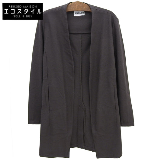 Excellent Condition Wool Long Cardigan Charcoal Gray 4 AJ32-085 Tops Men's Tops 40 Men's