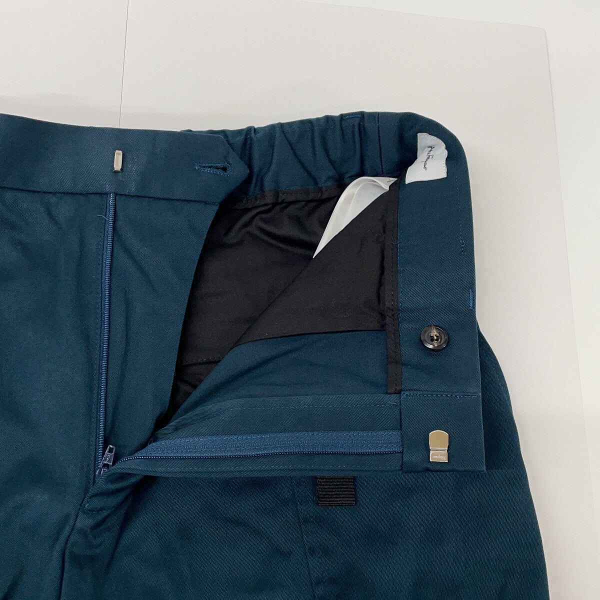 Salvatore Ferragamo Salvatore Ferragamo Blue-Green Cotton Chino Pants with Hook Belt Bottoms