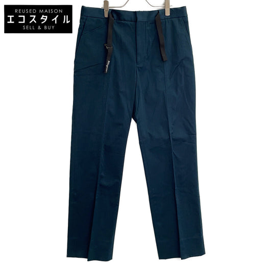 Salvatore Ferragamo Salvatore Ferragamo Blue-Green Cotton Chino Pants with Hook Belt Bottoms