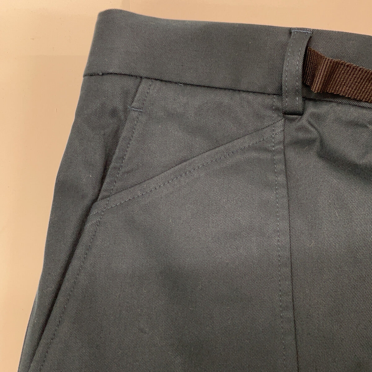 Blue Green Cotton Chino Pants with Hook Belt Bottoms 50 Men's