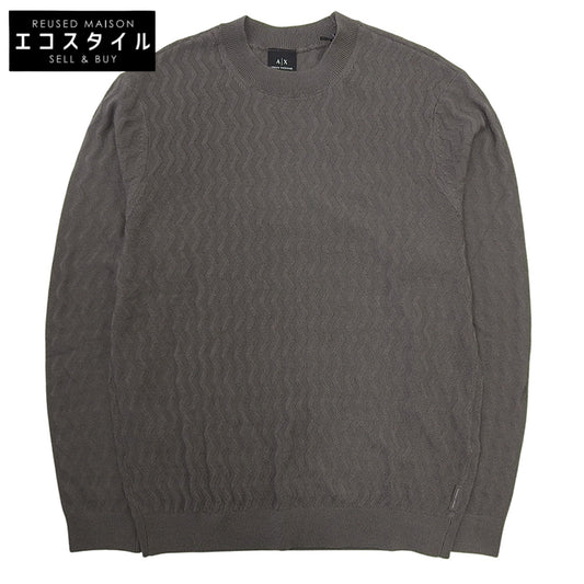 ARMANI EXCHANGE アルマーニエクスチェンジ 未使用 エンボス編み クルーネック セーター トップス グレー S XM001560 AF11982 24年製 トップス