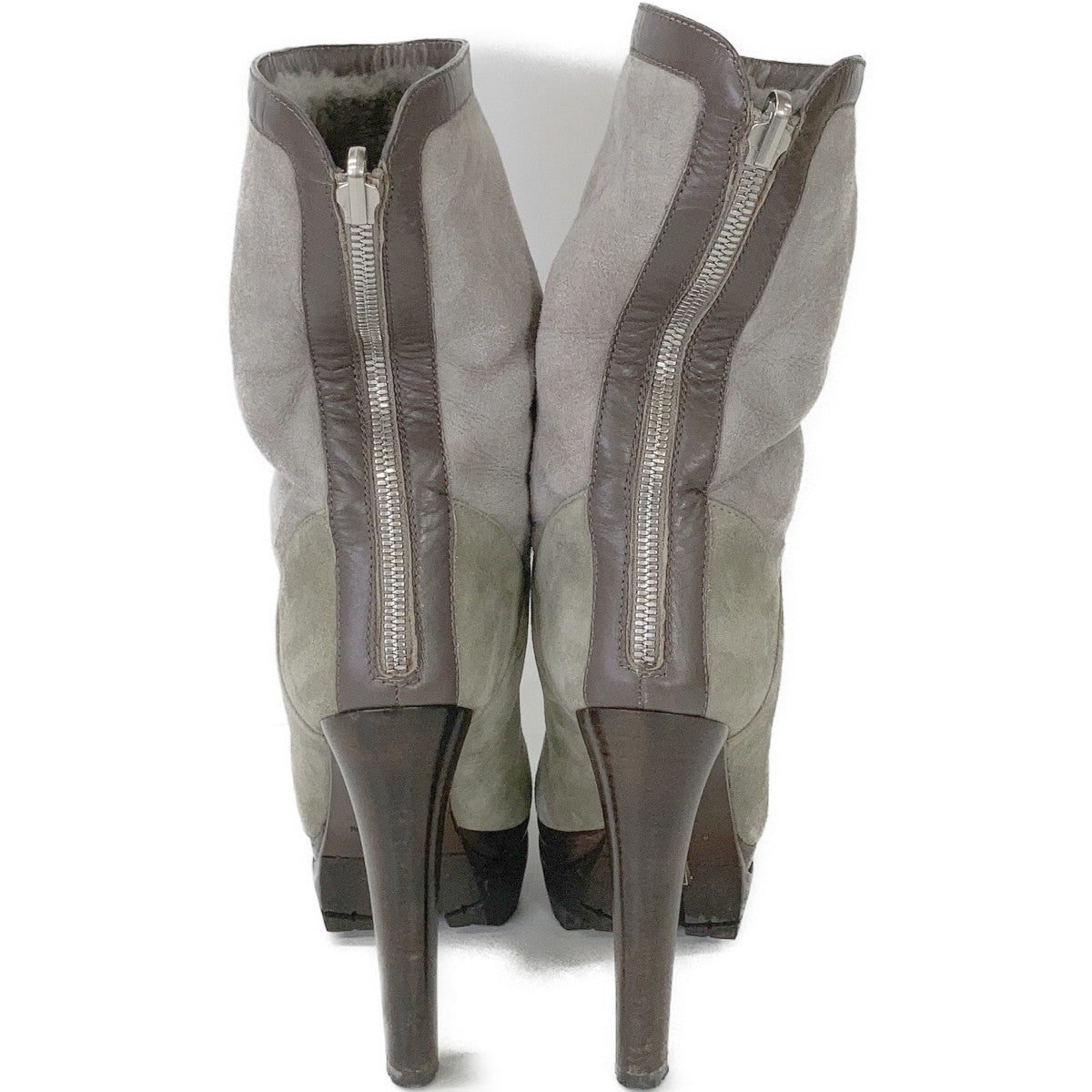 58720 Suede In-Boa Back Zip Heel Boots / Shoes 35.5 Women's