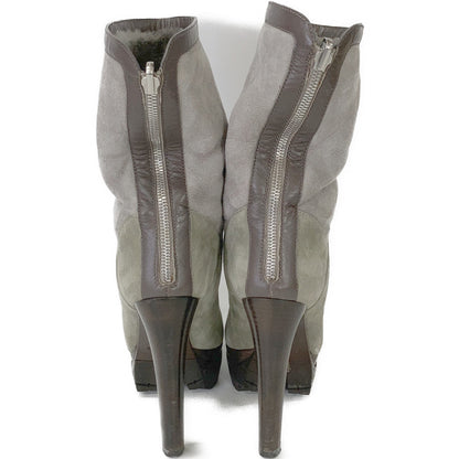 58720 Suede In-Boa Back Zip Heel Boots / Shoes 35.5 Women's
