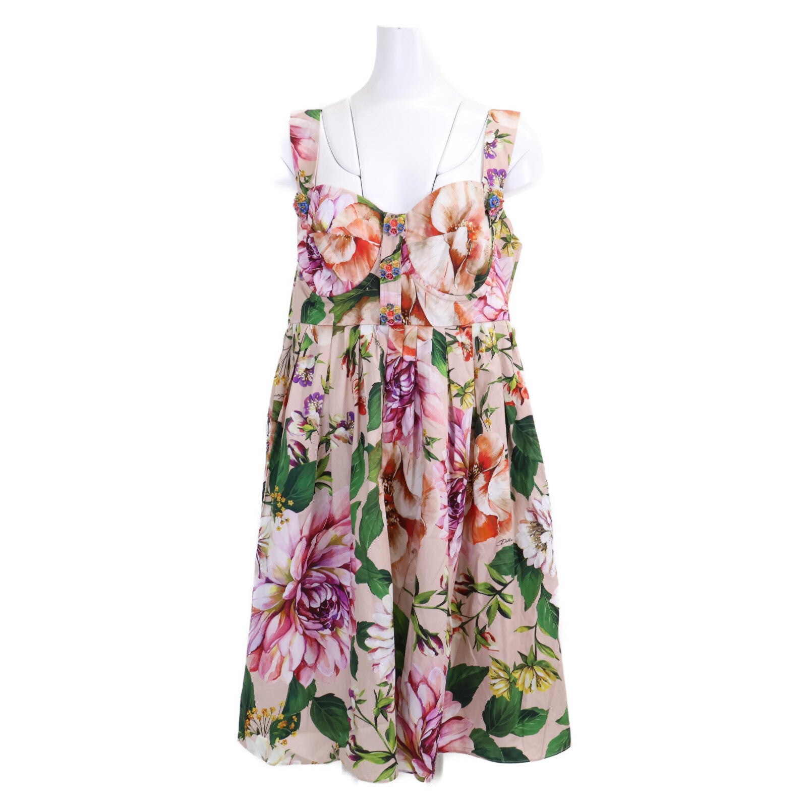 [Excellent Condition/Domestic Authentic] F610WT/HS5F8 Floral Flower Button Camisole Dress 50 Ladies