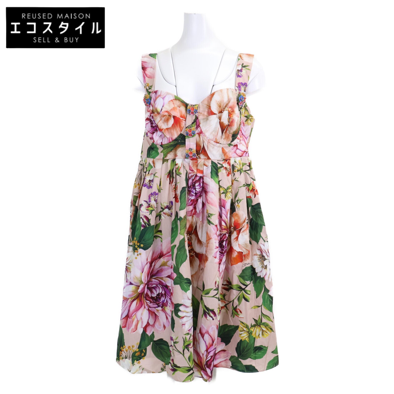 [Excellent Condition/Domestic Authentic] F610WT/HS5F8 Floral Flower Button Camisole Dress 50 Ladies