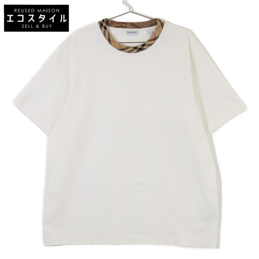 BURBERRY Burberry 8110100 25SS White S/S Check Trim T-Shirt Top