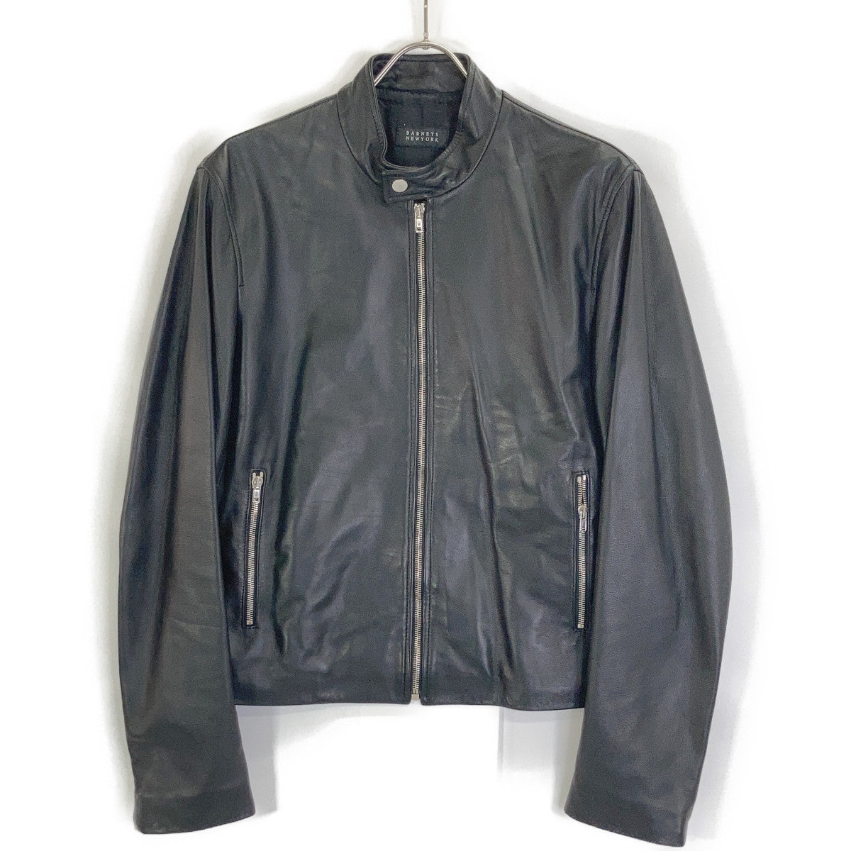 Black 2048286 Lambskin Single Rider Jacket 48 Men's