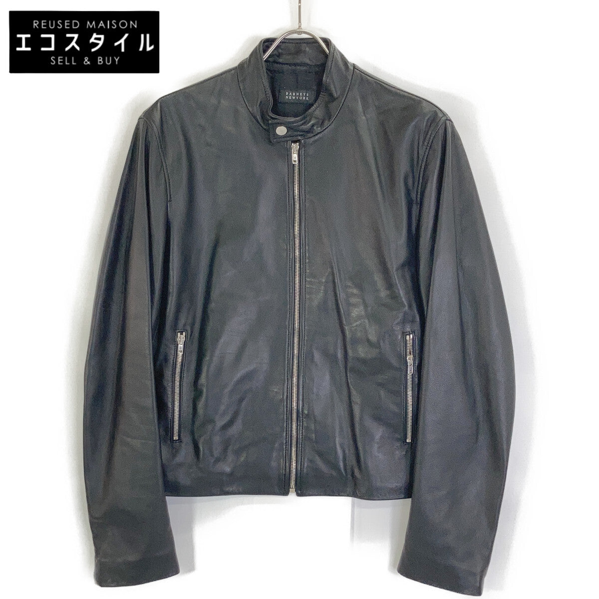 Black 2048286 Lambskin Single Rider Jacket 48 Men's