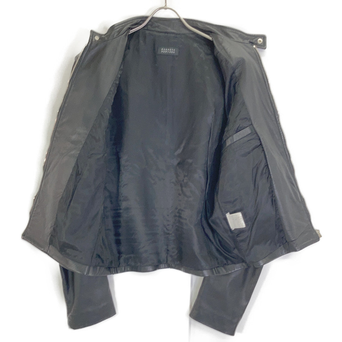 Black 2048286 Lambskin Single Rider Jacket 48 Men's