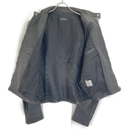 Black 2048286 Lambskin Single Rider Jacket 48 Men's
