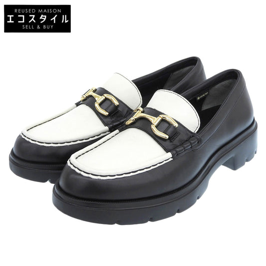 AcureZ アキュアーズ 美品 ゴアテックス ビットローファー シューズ レディース ブラック×オフホワイト 25.0cm AO-10252 シューズ 25