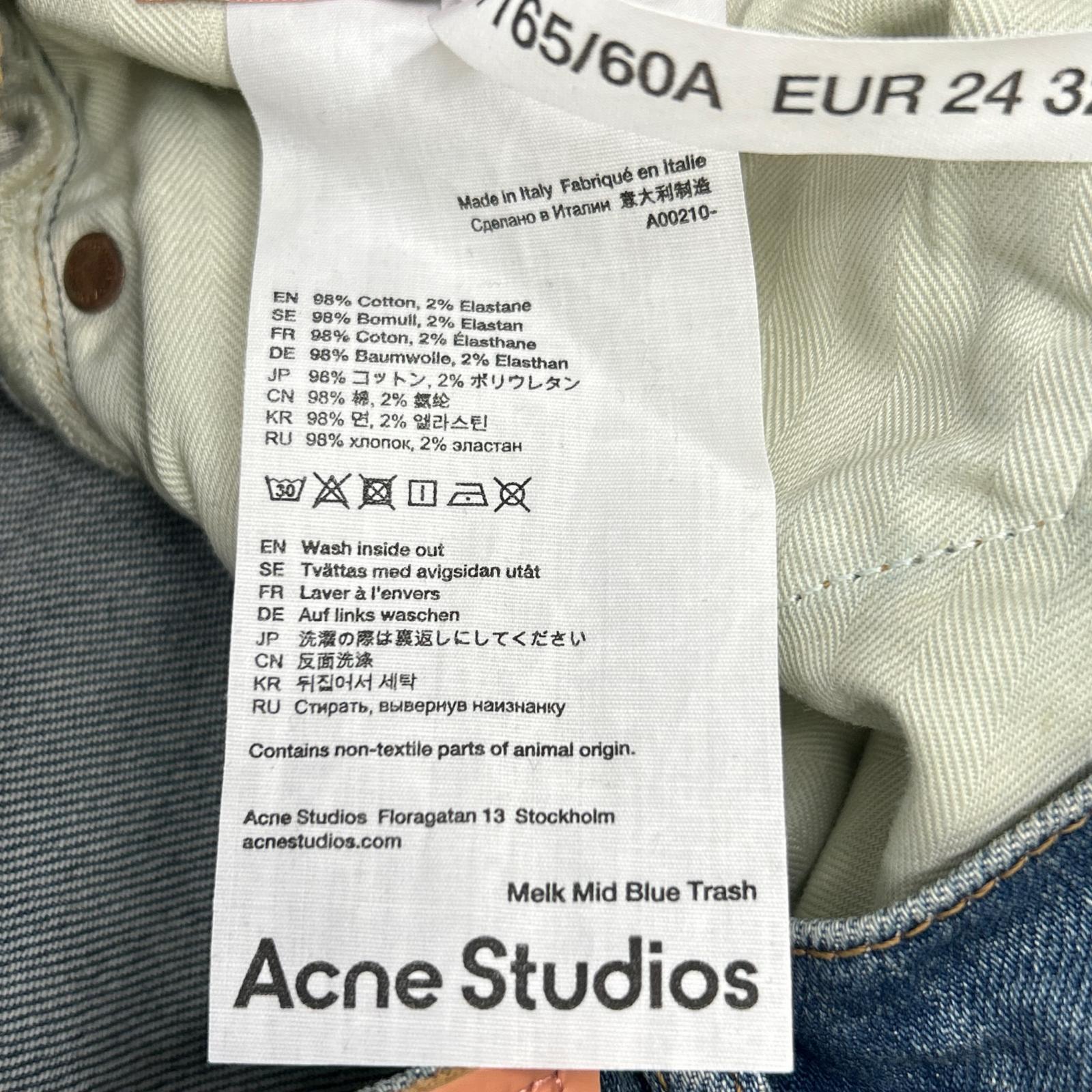 ACNE STUDIOS 潮流实验 Acne Studios A00210 Melk Mid Blue Trash 修身锥形牛仔裤 裤子 24