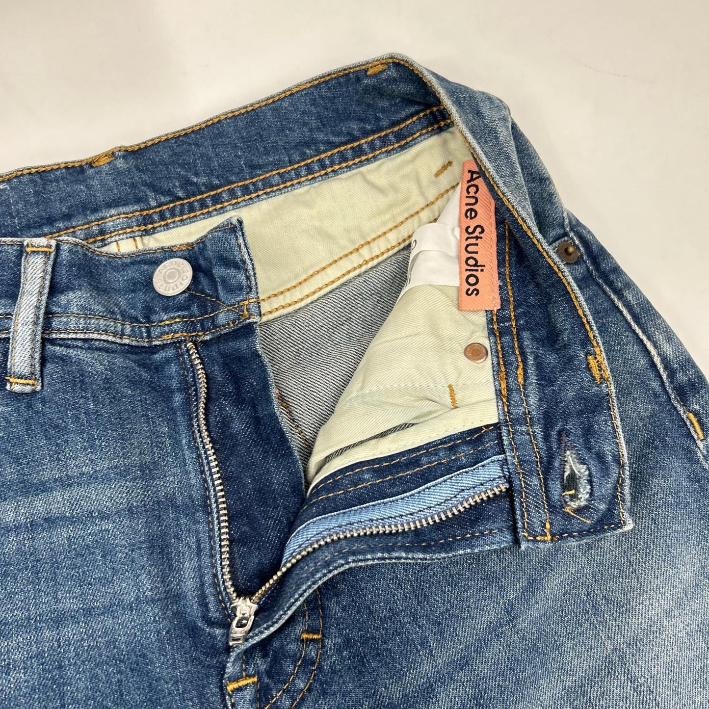 ACNE STUDIOS A00210 Melk Mid Blue Trash Slim Tapered Denim Pants Bottoms 24