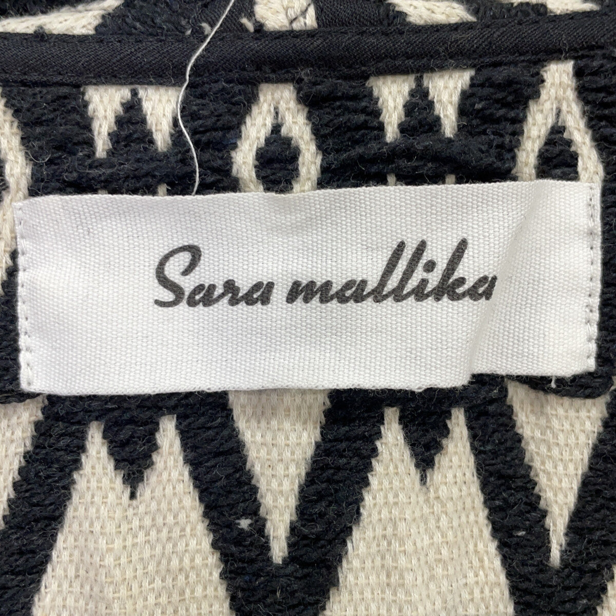 SaraMallika SaraMallika Black×White Linen-Blend All-Over Pattern Long Coat