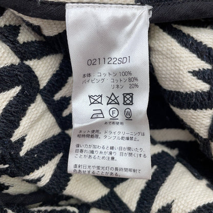 Saramallika Black and white linen blend patterned long coat (no coat)