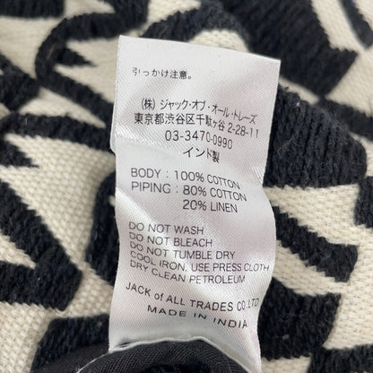 SaraMallika SaraMallika Black×White Linen-Blend All-Over Pattern Long Coat