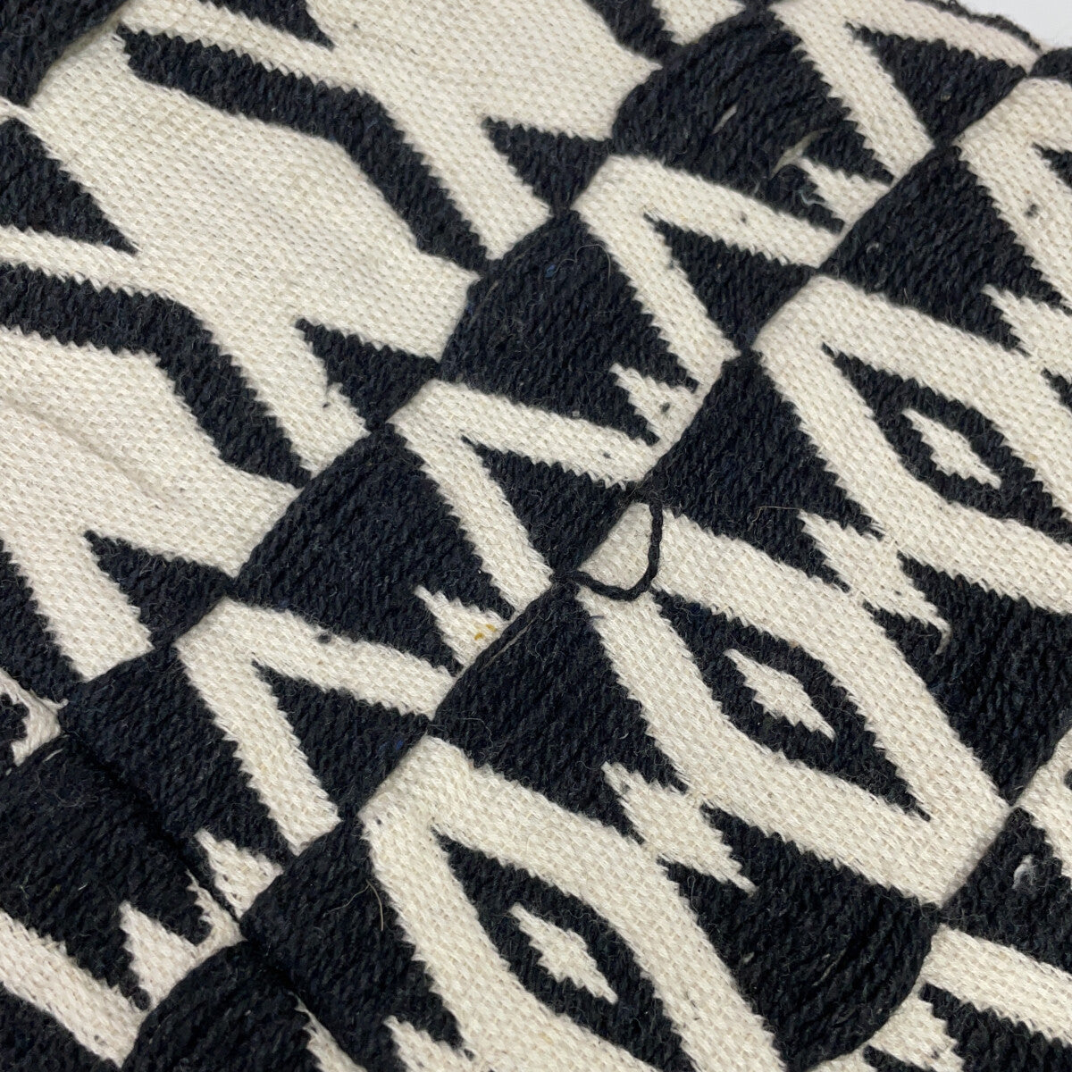 SaraMallika SaraMallika Black×White Linen-Blend All-Over Pattern Long Coat