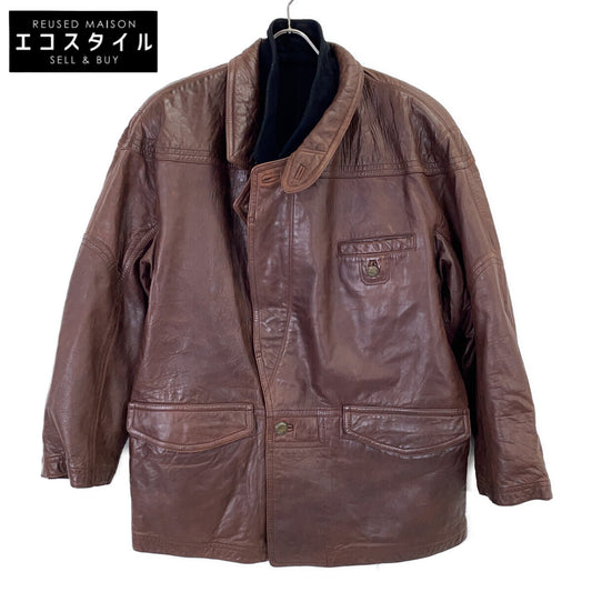 GIMO'S Brown Leather Car Coat with Liner